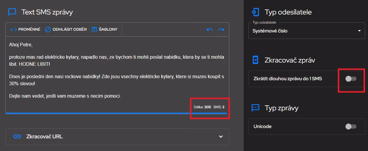 Zkracovač zpráv 1