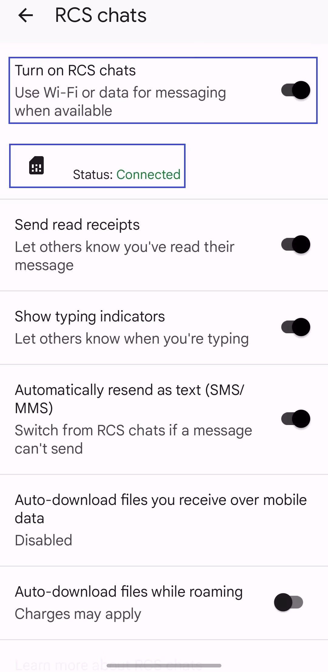 Enabling RCS chats