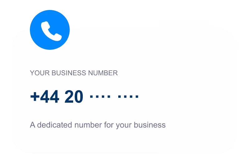 A dedicated business phone number displayed on a contact card.