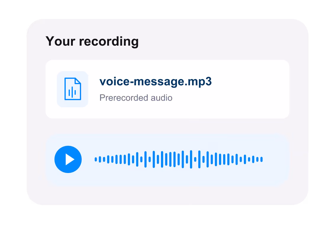 A prerecorded audio file ready to be played in a voice call.