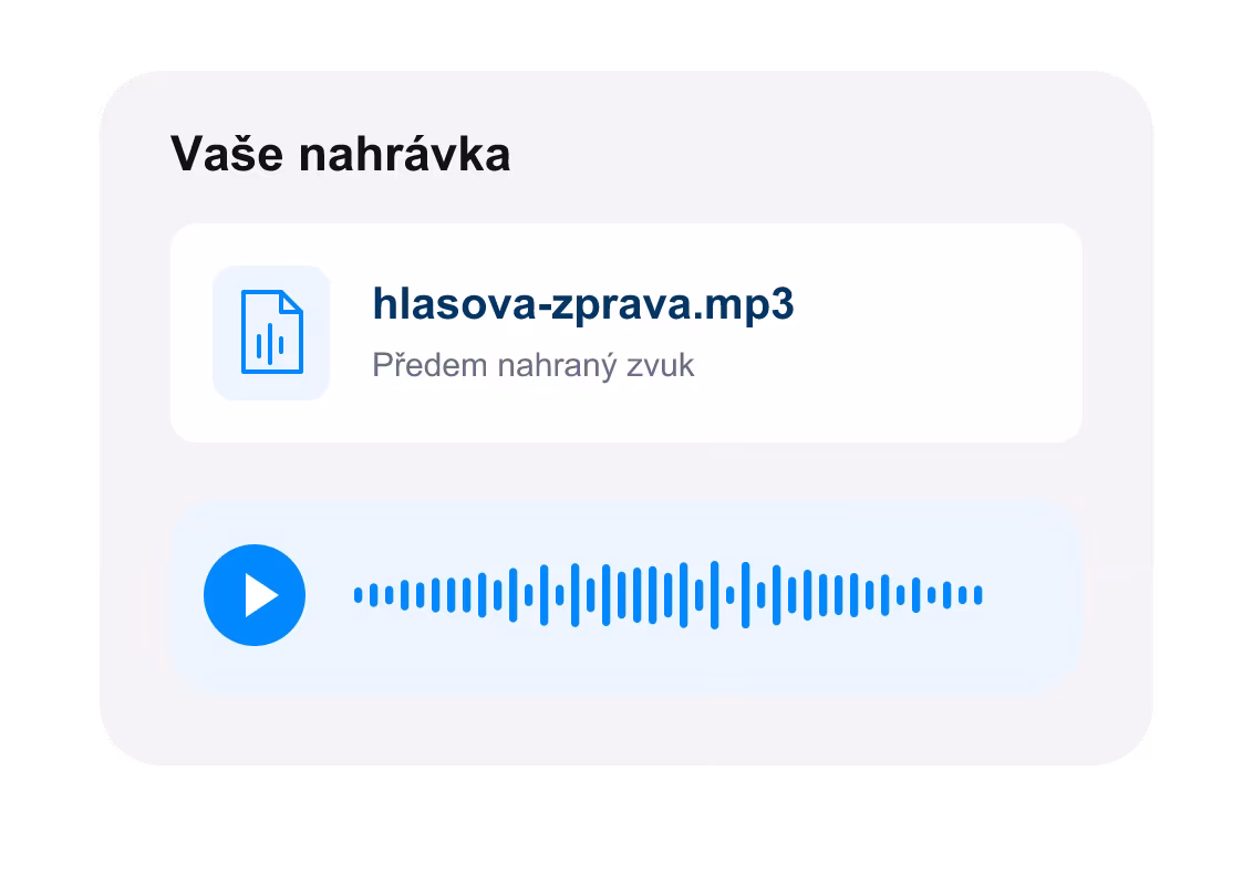 Vopred pripravená zvuková nahrávka určená na prehranie počas hlasového hovoru.
