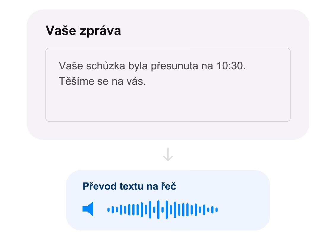 Pripomienka termínu prevedená z textu na reč.
