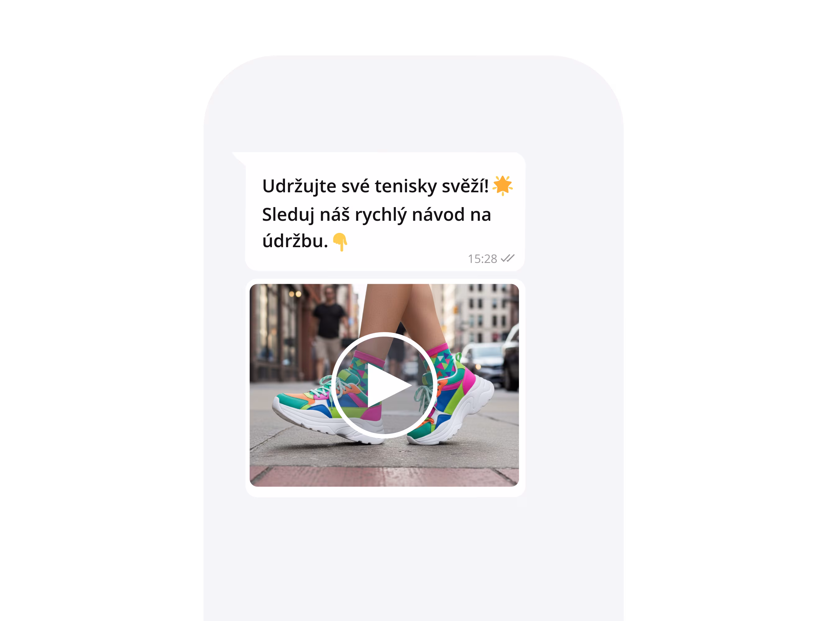 WhatsApp video správa s natívnym prehrávaním produktového videa
